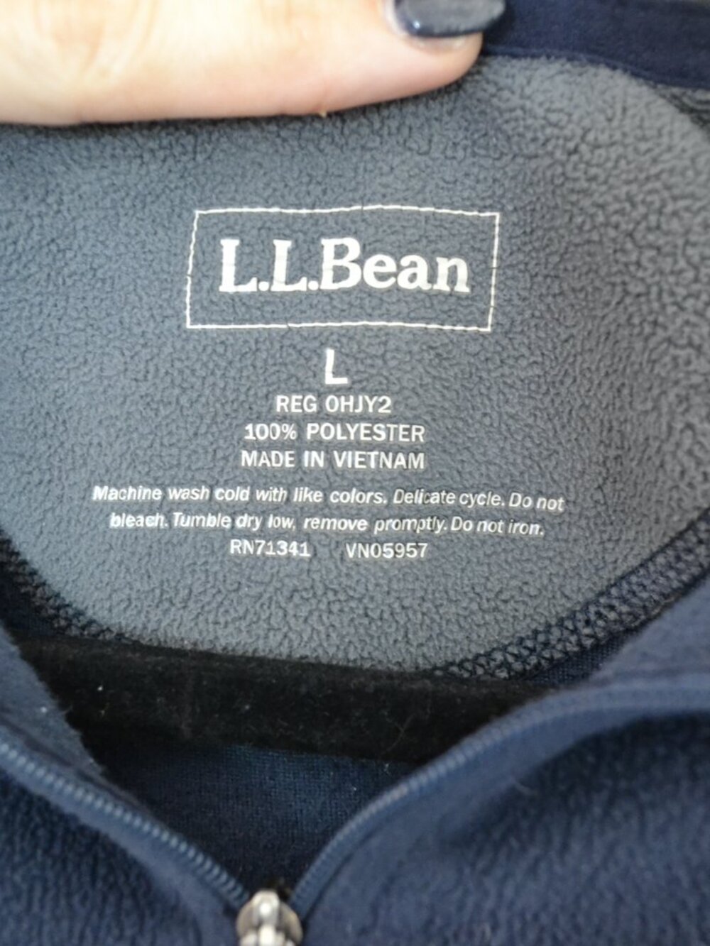 L.L.Bean Navy 1/4 Zip Fleece Men's Pullover (2000's/y2k erqa) - Picture 6 of 7